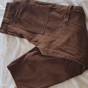 Brown Cargo Pants Small Cotton Utility Wide Leg Y2K Streetwear Size Medium